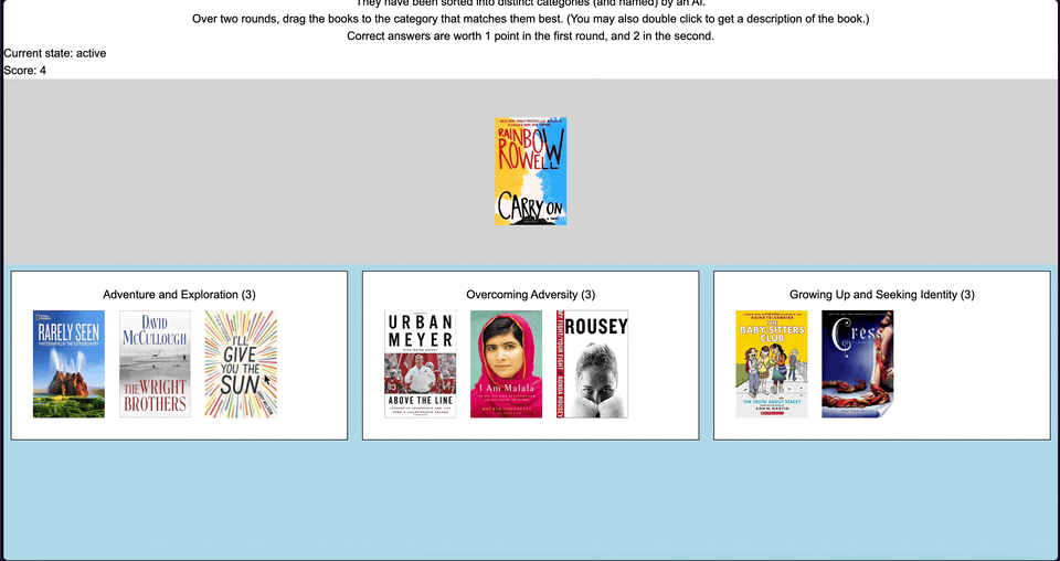 The UI of the final results of the game